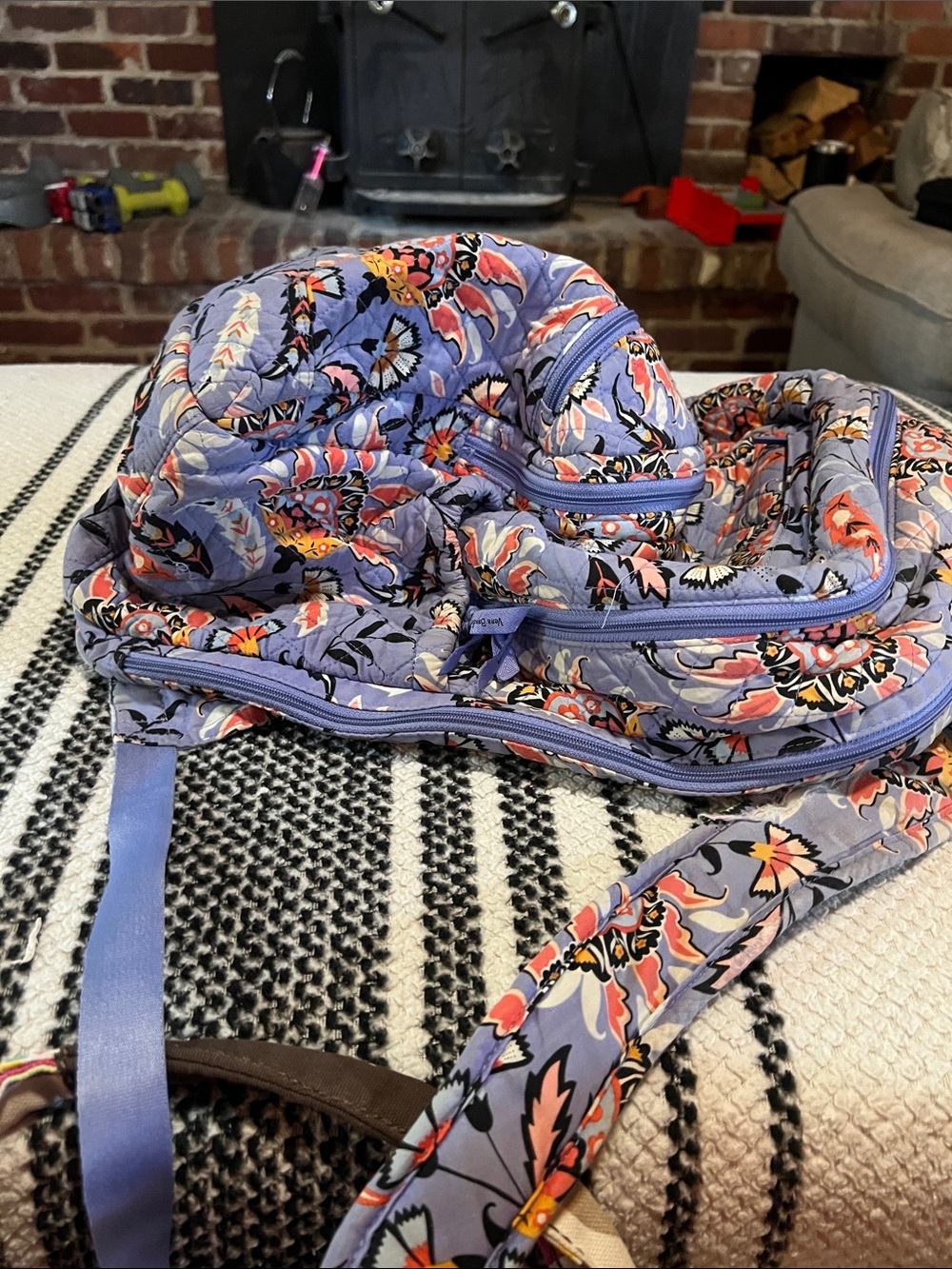 Vera Bradley Lavender Floral Quilted Backpack with Orange Accents - Picture 5 of 5